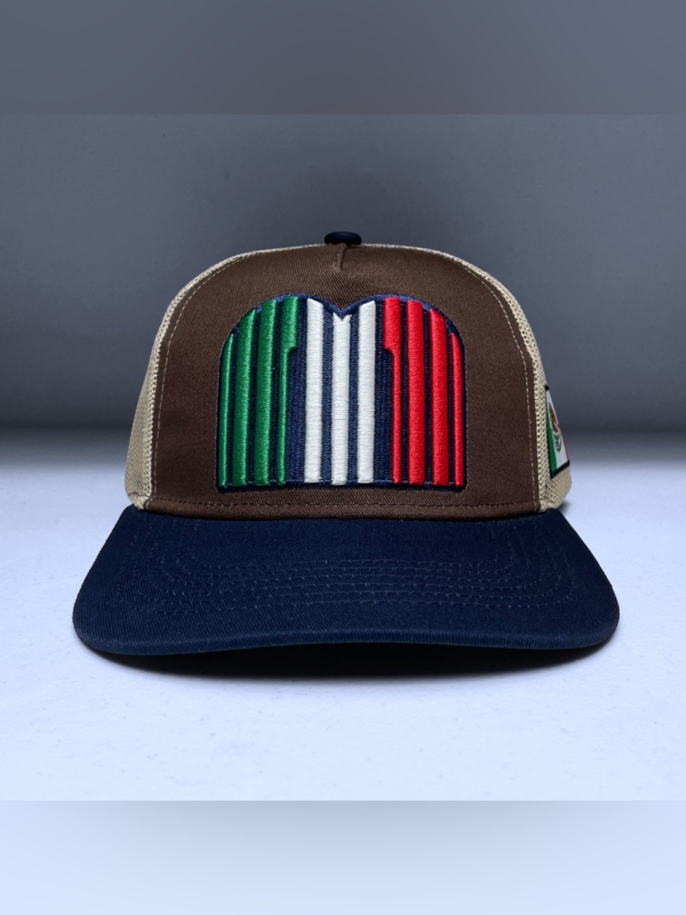 Mexico Flag Embroidered Brown Snapback Baseball Cap